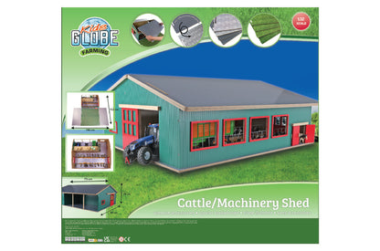 Kids Globe 1:32 Cattle Machinery Shed & Pasture 75cmx61cmx29cm