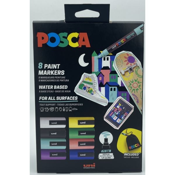 Posca Pc 5M Set Of 8 With Free Bag