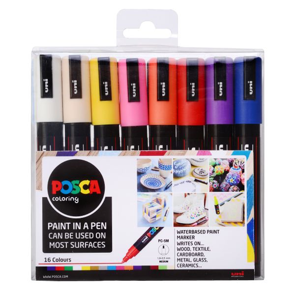 Posca Pc-5M Set 16 Colours Medium Bullet Tip