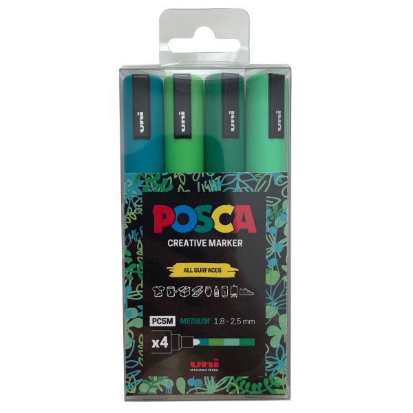 Posca Pc-5M Medium Bullet Tip Wlt 4 Greens