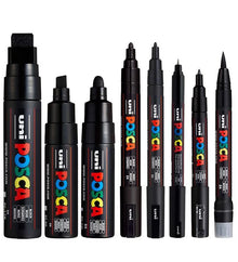 Posca Collection 8Pcs Black Assorted Nib Sizes