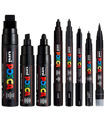 Posca Collection 8Pcs Black Assorted Nib Sizes