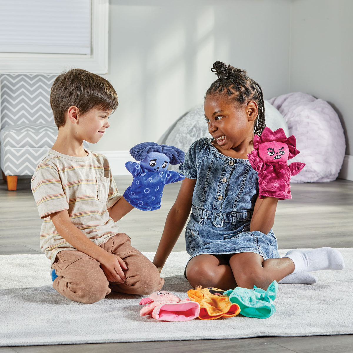 Learning Resources Hand2Mind Feelings Family™ Hand Puppets Loved, Nervous, Frustrated, Lonely, and Excited