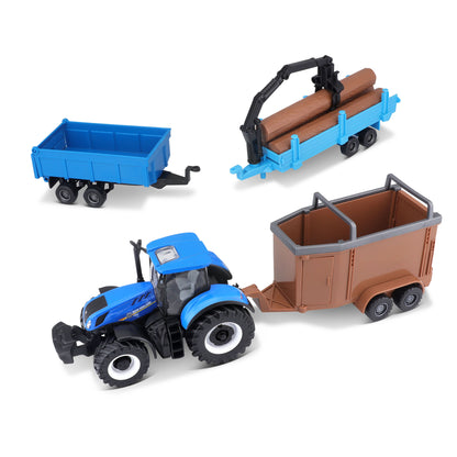 Bburago New Holland T7.315 Hd Tractor With 3 Trailers