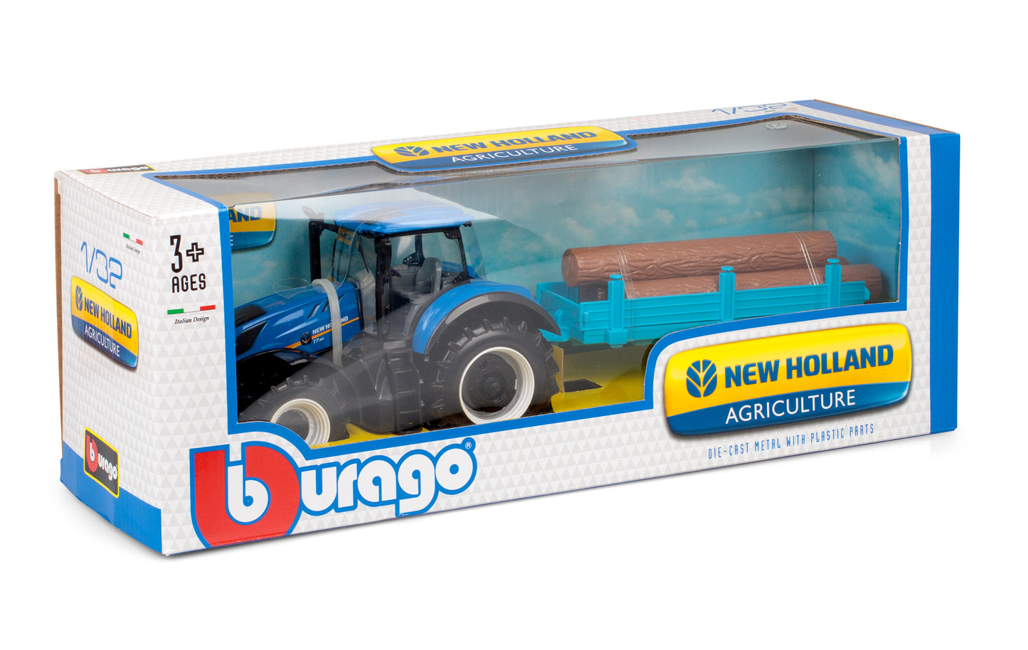 Bburago New Holland T7315 Tractor & Log Trailer