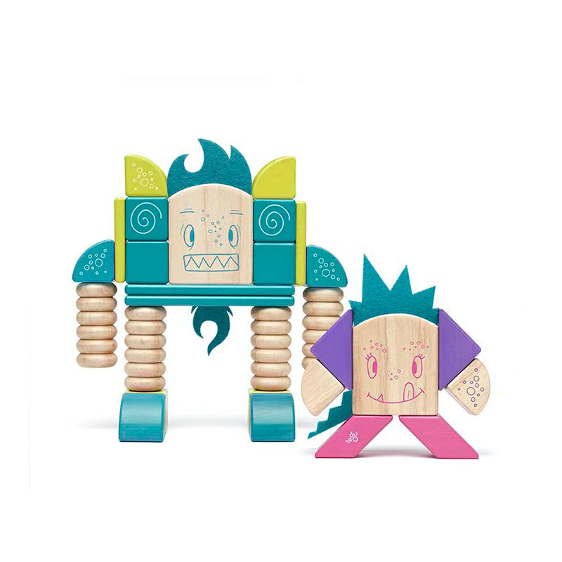 Tegu Beans & Tumtum Magnetic Wooden Blocks Sticky Monsters