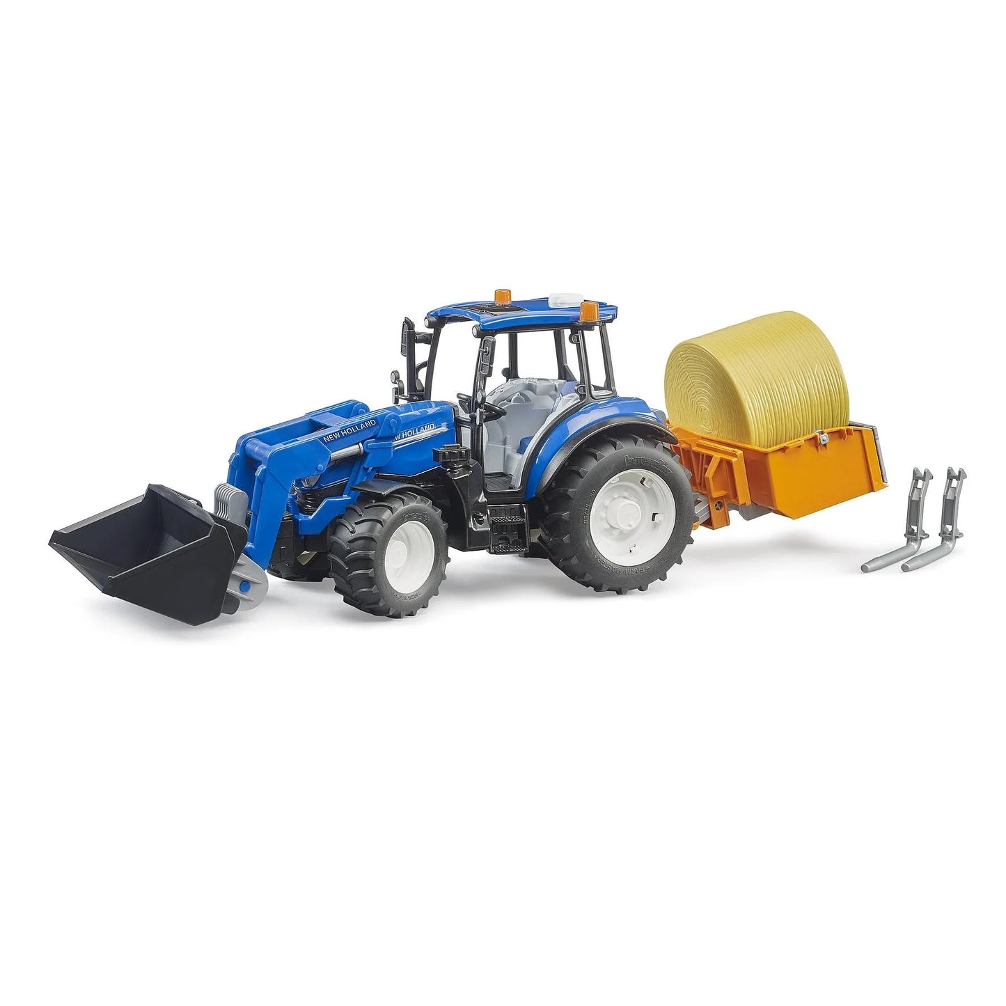 Bruder New Holland T5.120 W/ Frontloader/Transport Box & Forks