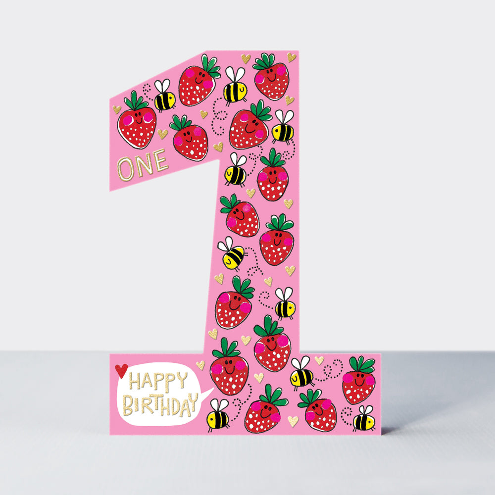 Rachel Ellen Cookie Cutters - Age 1/Strawberries & Bees Card