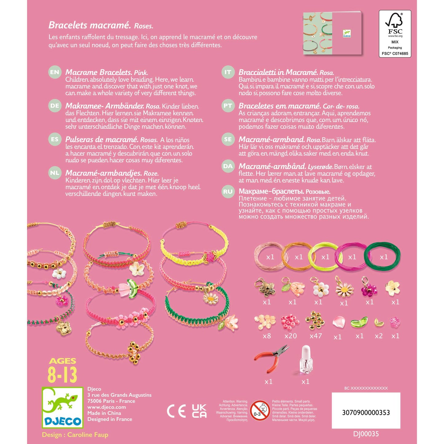 Djeco Jewels To Create Pink Macrame Bracelets