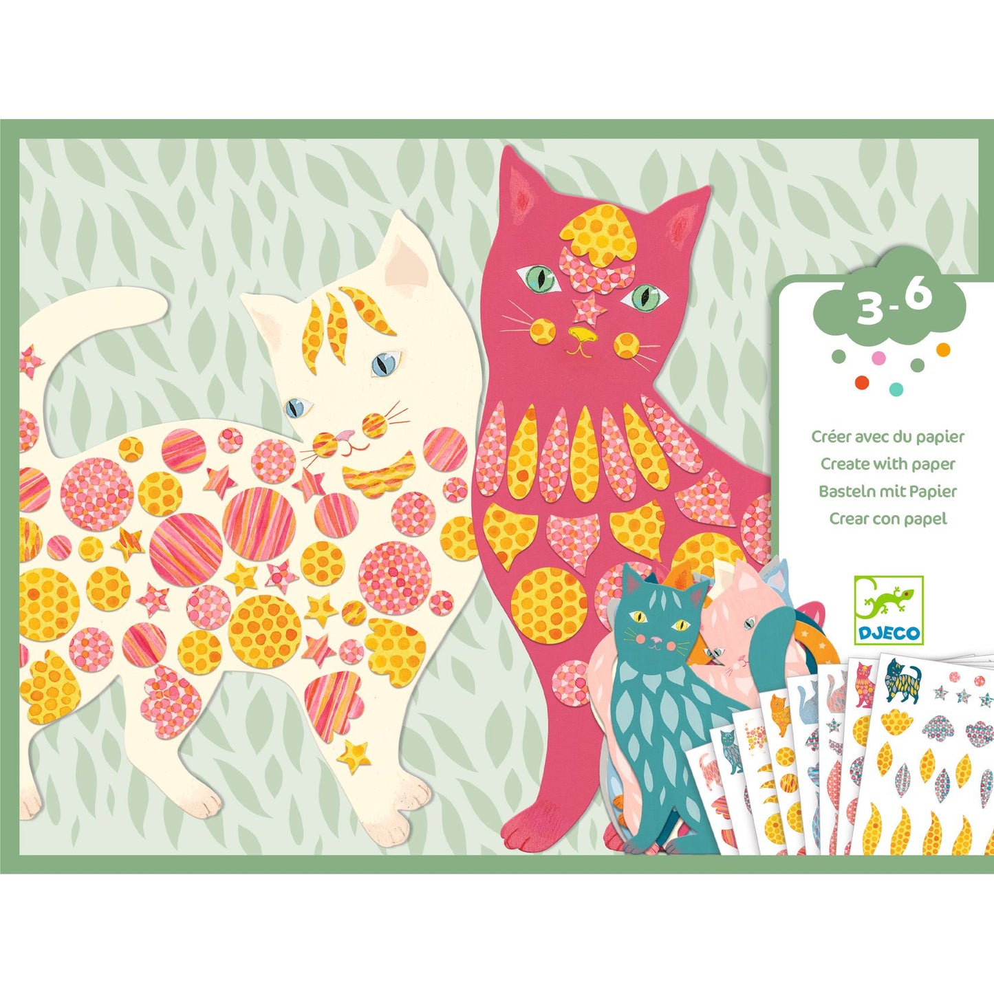 Djeco Elodie’s Cute Cats Create With Paper Sticker Activity