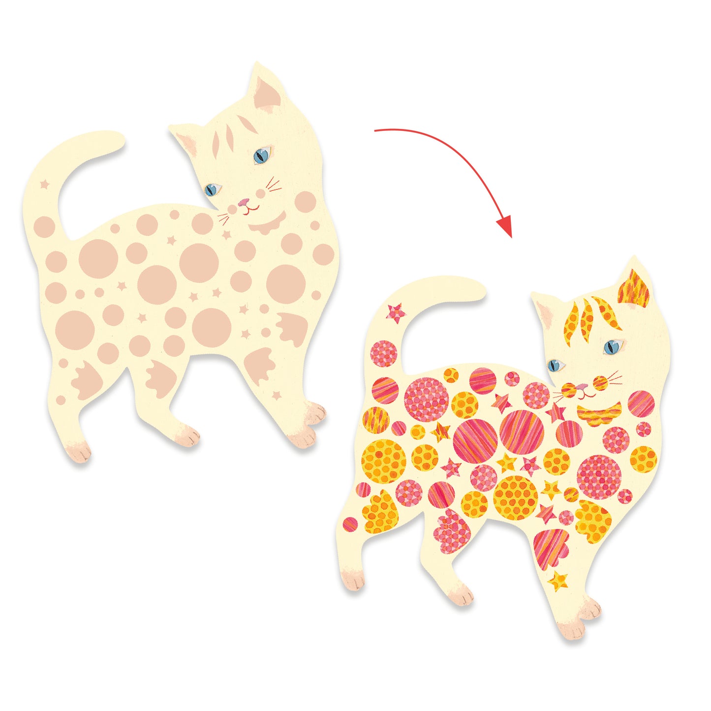 Djeco Elodie’s Cute Cats Create With Paper Sticker Activity