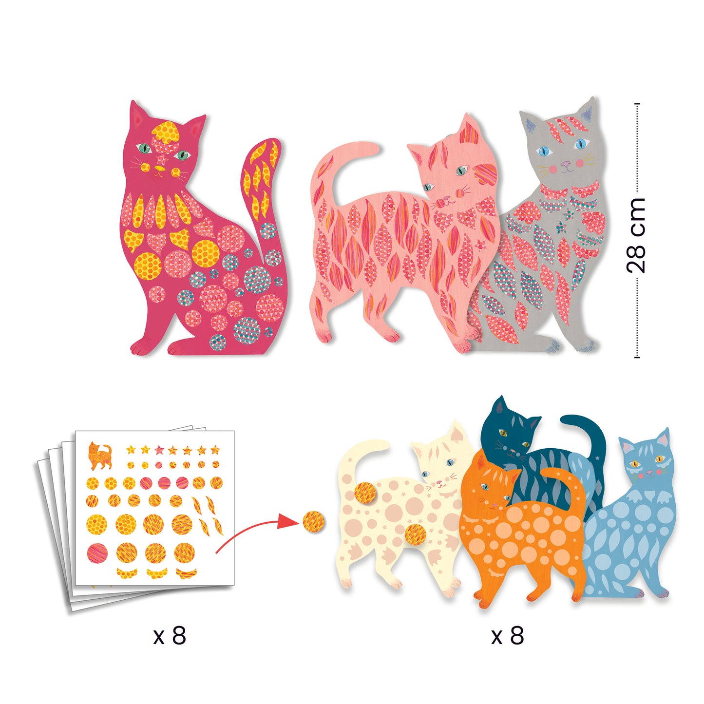Djeco Elodie’s Cute Cats Create With Paper Sticker Activity