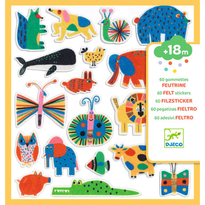 Djeco 60 Felt Stickers - Animals Everywhere! Stickers