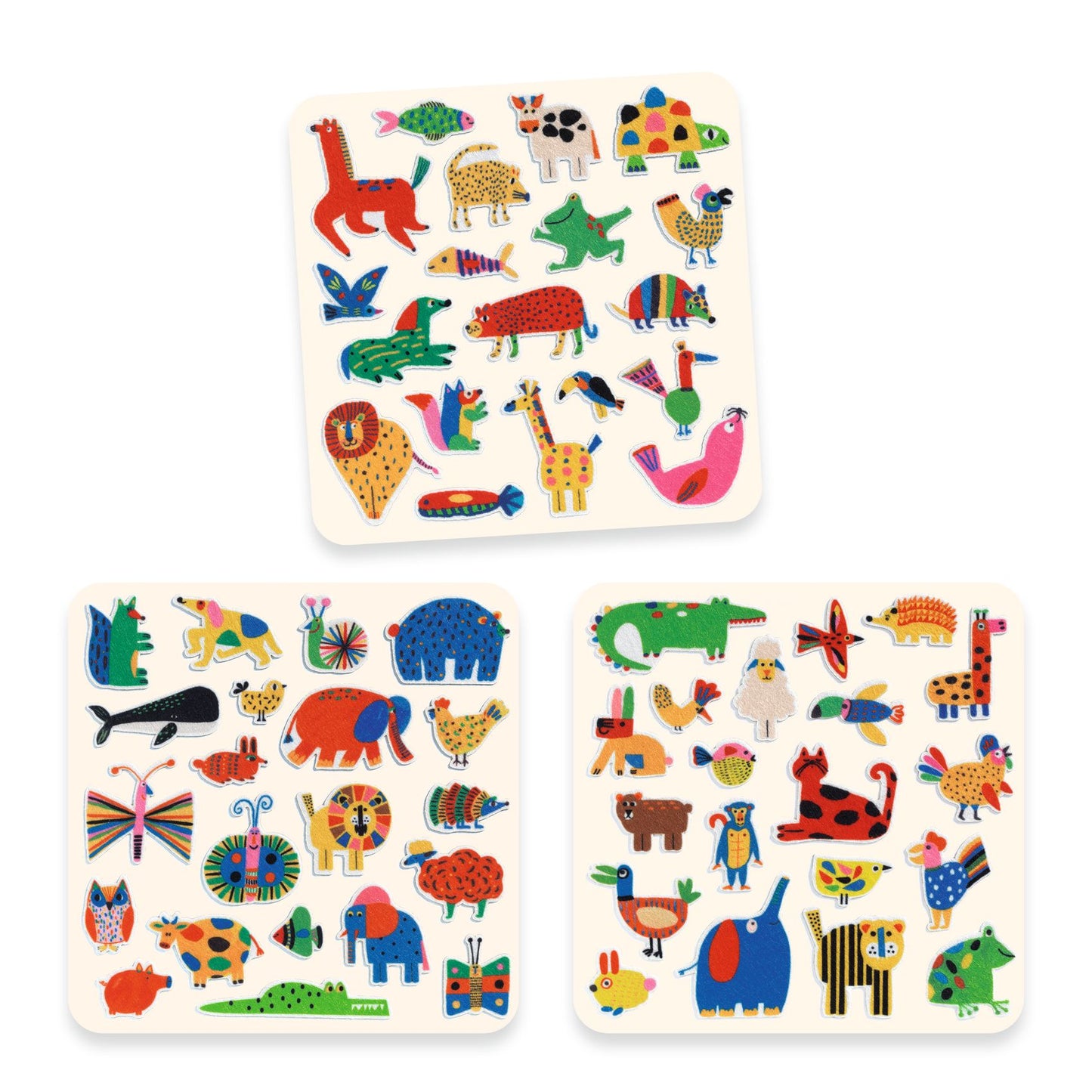 Djeco 60 Felt Stickers - Animals Everywhere! Stickers