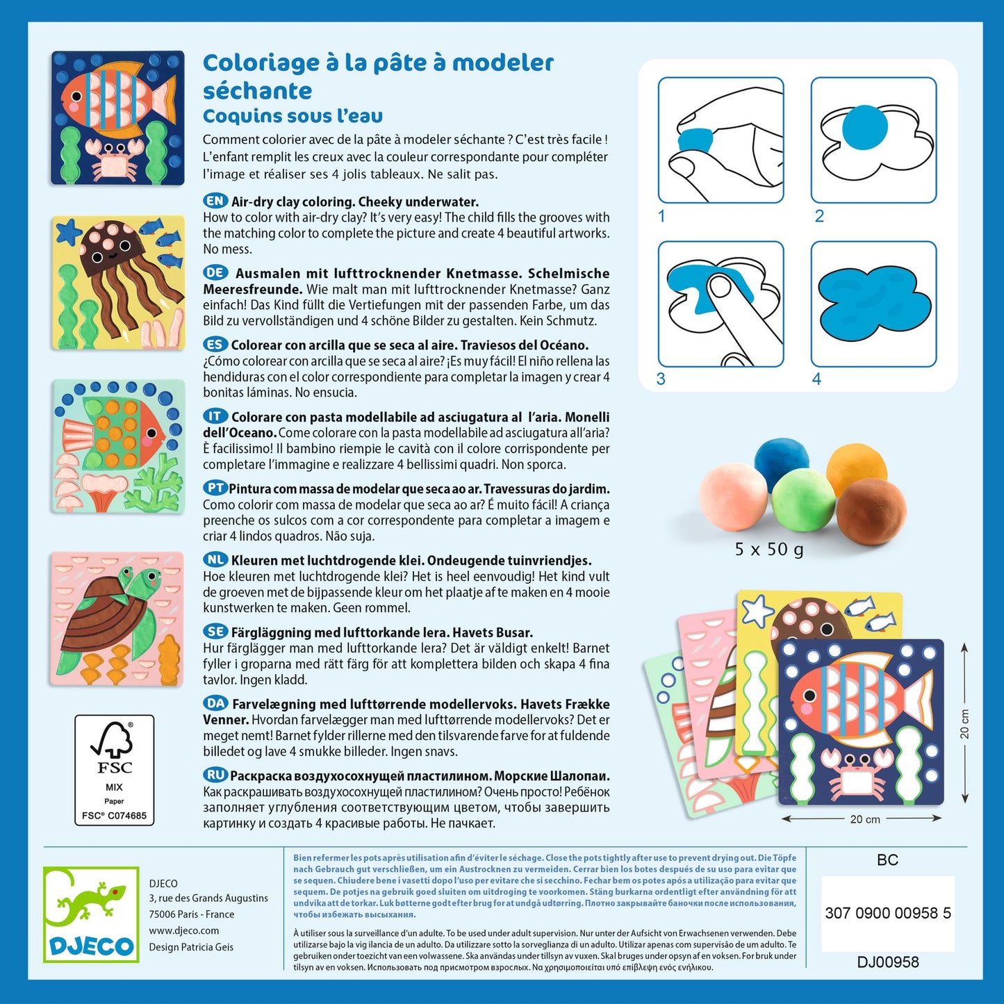 Djeco Air-Dry Clay Colouring – Cheeky Underwater