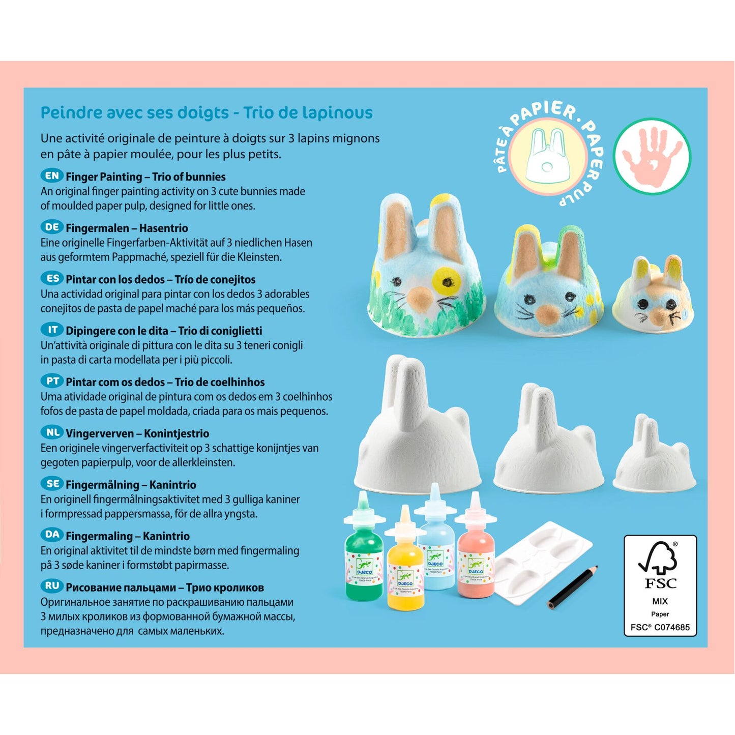 Djeco Finger Painting – Bunny Trio