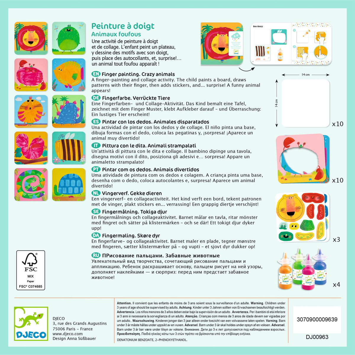 Djeco  Finger Painting – Crazy Animals