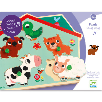 Djeco Wooden Sound Puzzles Ouaf Woof