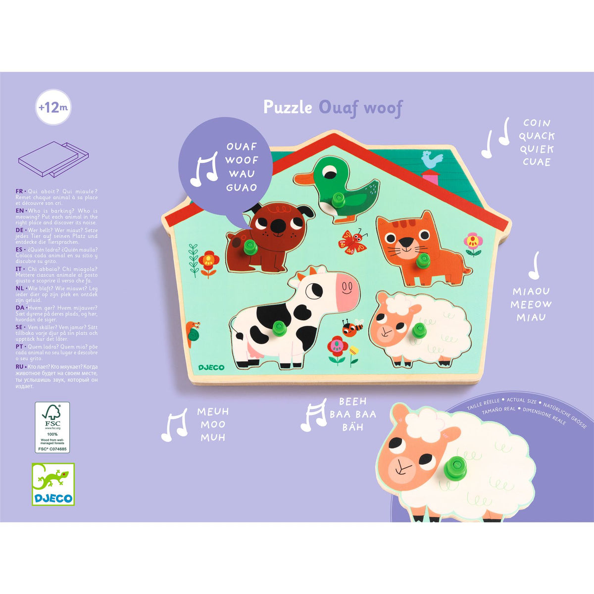 Djeco Wooden Sound Puzzles Ouaf Woof