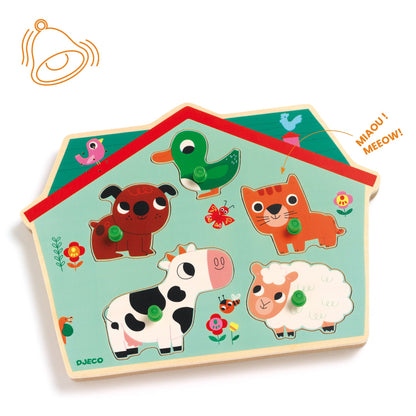 Djeco Wooden Sound Puzzles Ouaf Woof