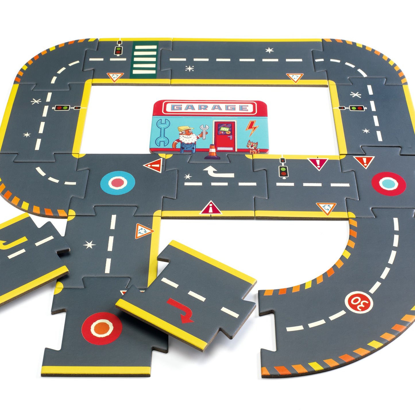 Djeco Crazy Motors City Circuit- Giant Puzzle - 26 Pcs