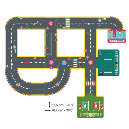 Djeco Crazy Motors City Circuit- Giant Puzzle - 26 Pcs