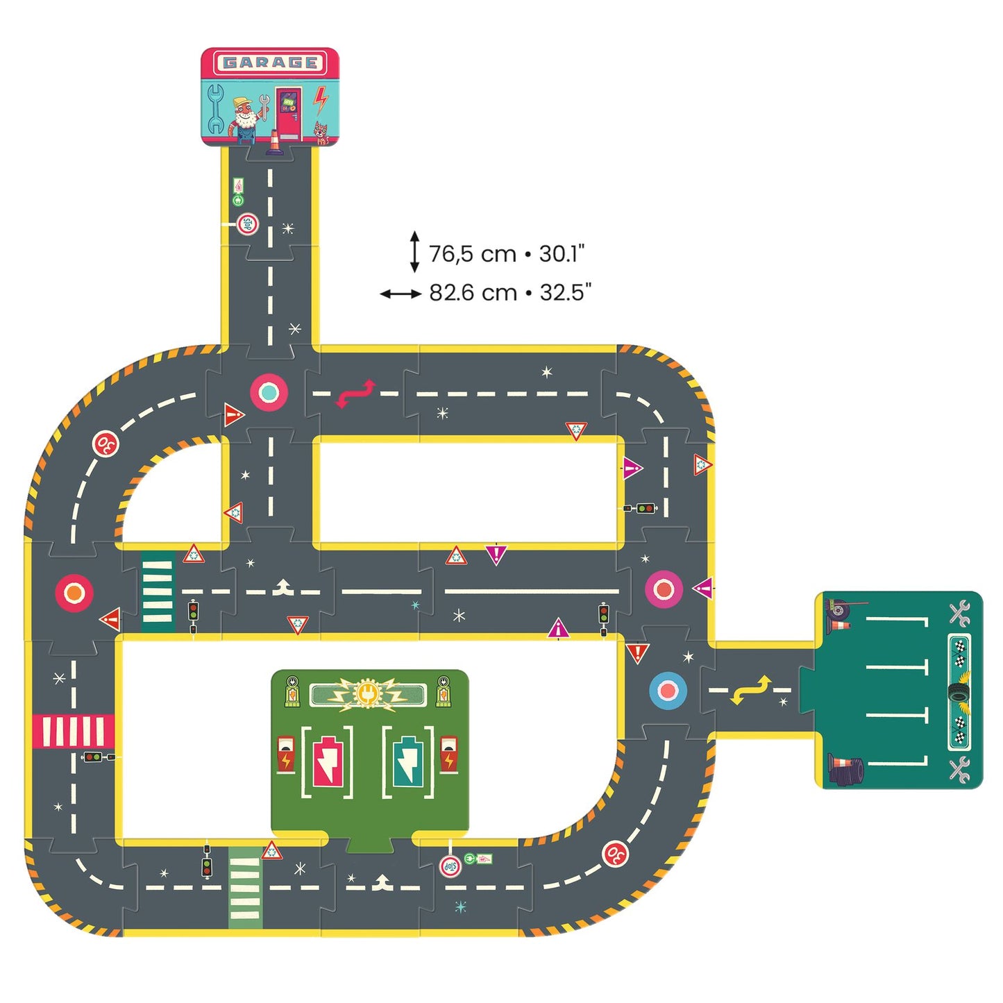 Djeco Crazy Motors City Circuit- Giant Puzzle - 26 Pcs