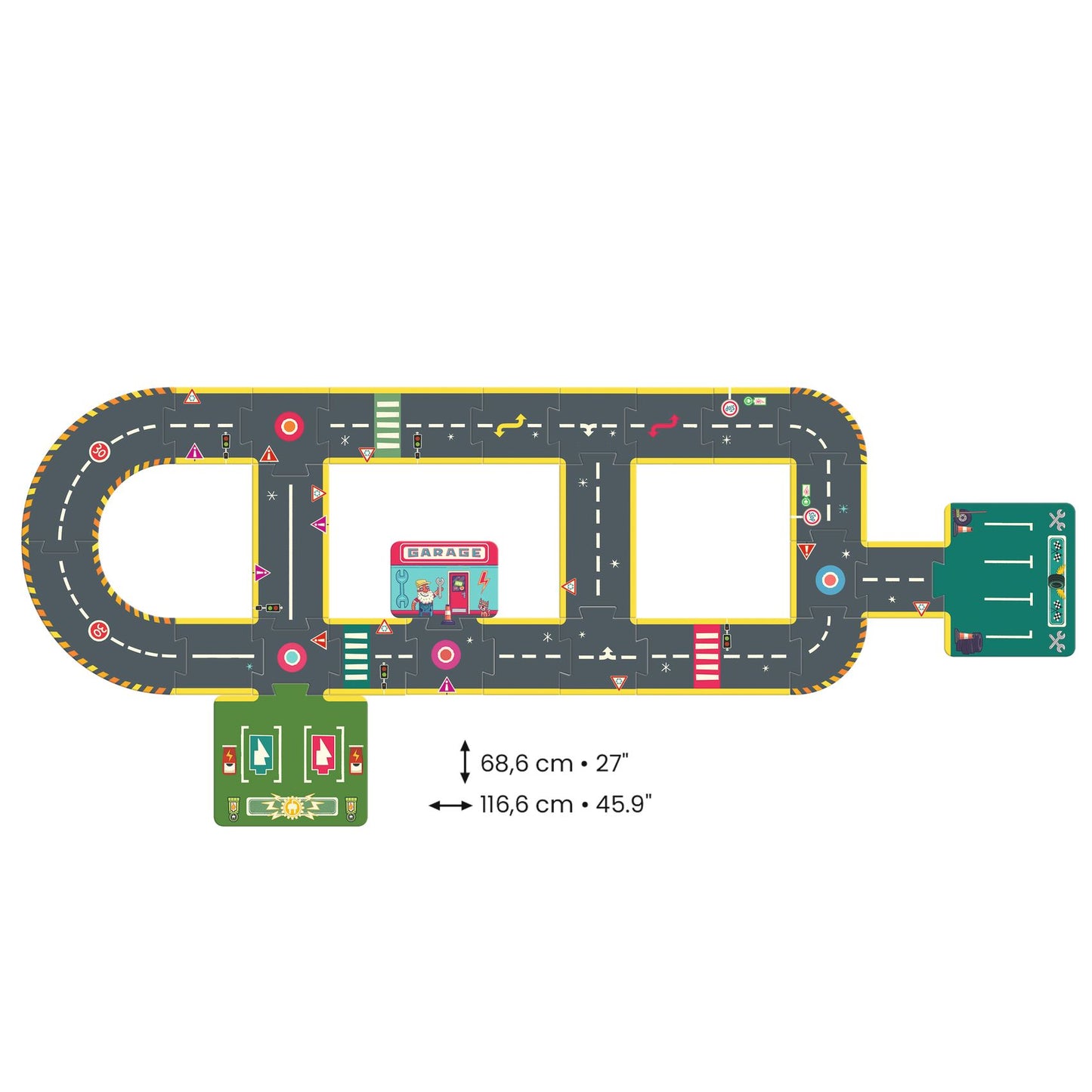 Djeco Crazy Motors City Circuit- Giant Puzzle - 26 Pcs