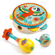 Djeco Set of 3 Animambo instruments: Tambourine. Maracas, Castanet