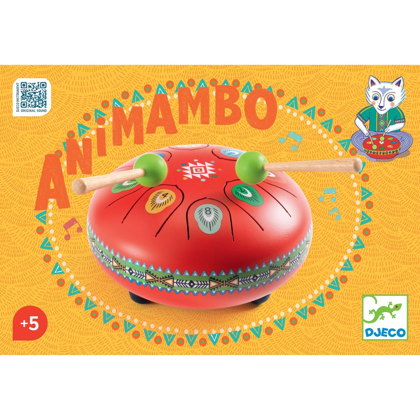 Djeco Red Metal Tongue Drum – 8 Notes Animambo