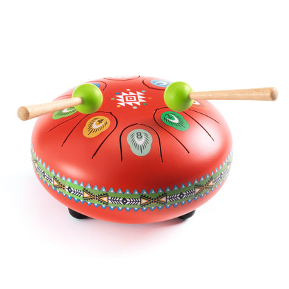 Djeco Red Metal Tongue Drum – 8 Notes Animambo