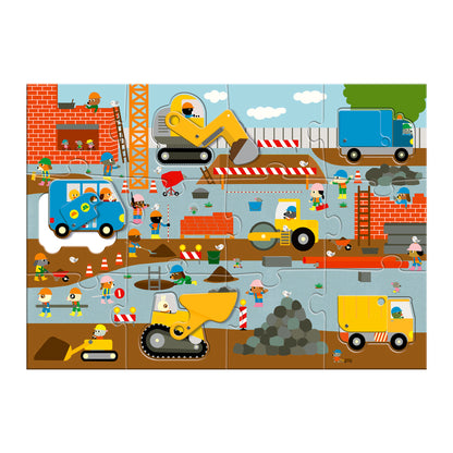 Djeco Construction Site - 12 + 5 Pcs Giant Puzzles