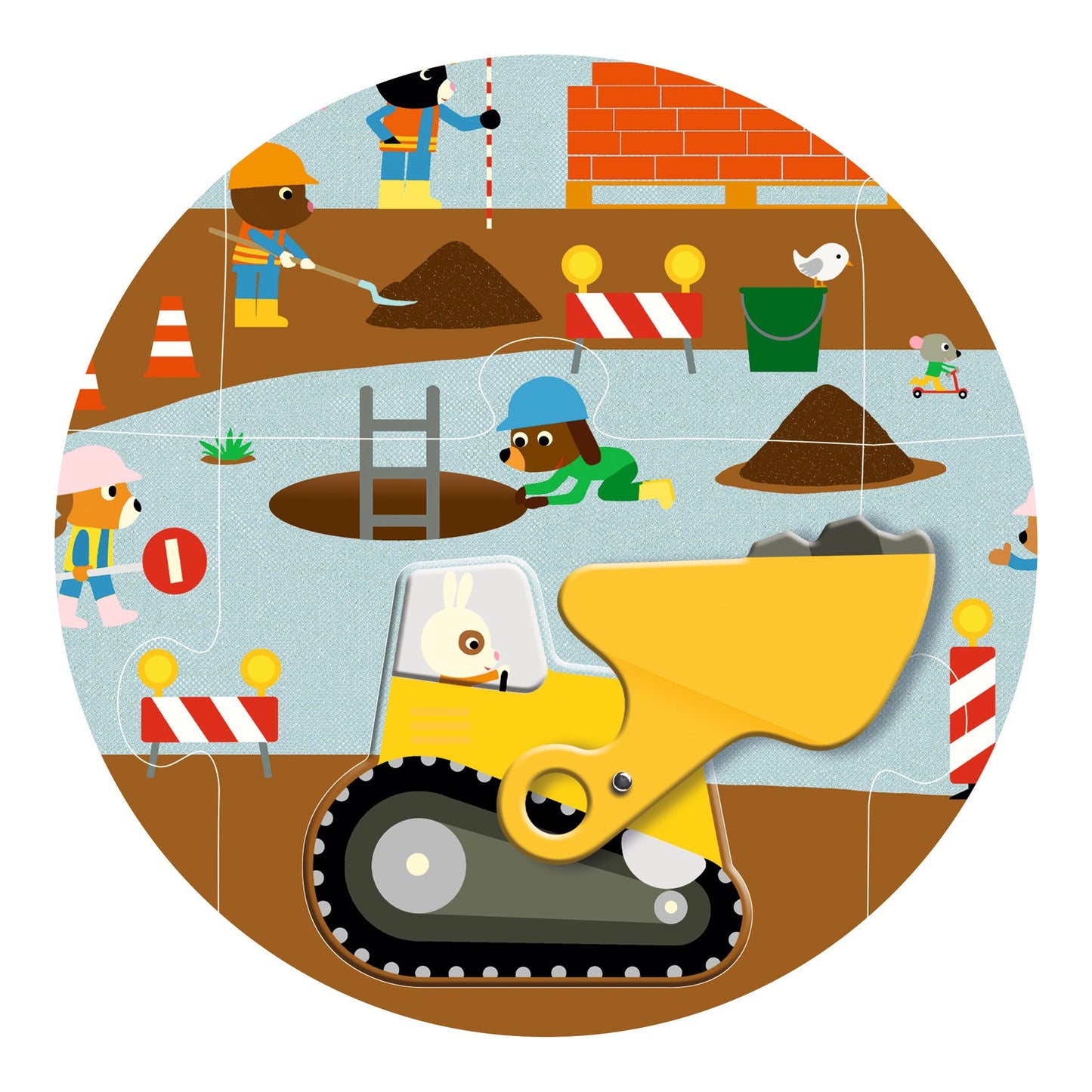 Djeco Construction Site - 12 + 5 Pcs Giant Puzzles