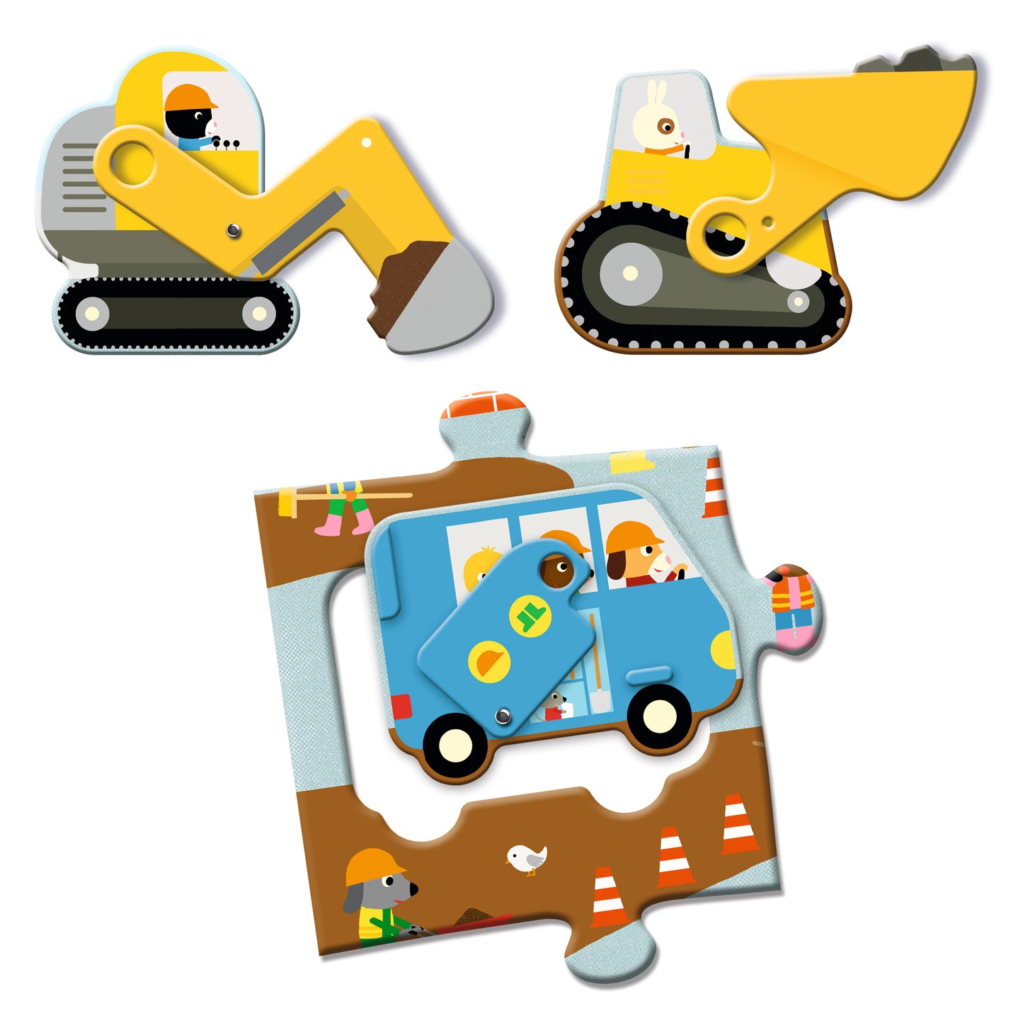 Djeco Construction Site - 12 + 5 Pcs Giant Puzzles