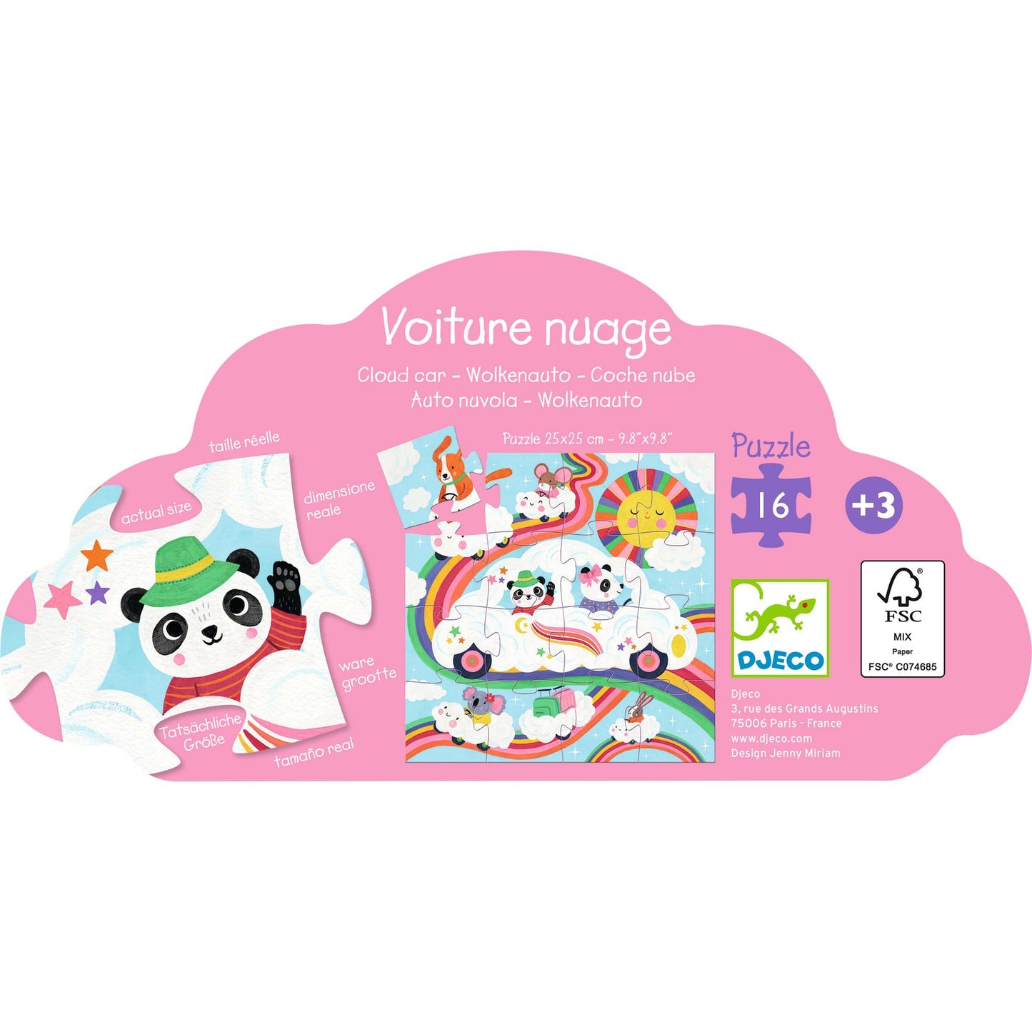 Djeco Cloud Car - 16 Pcs Silhouette Puzzles