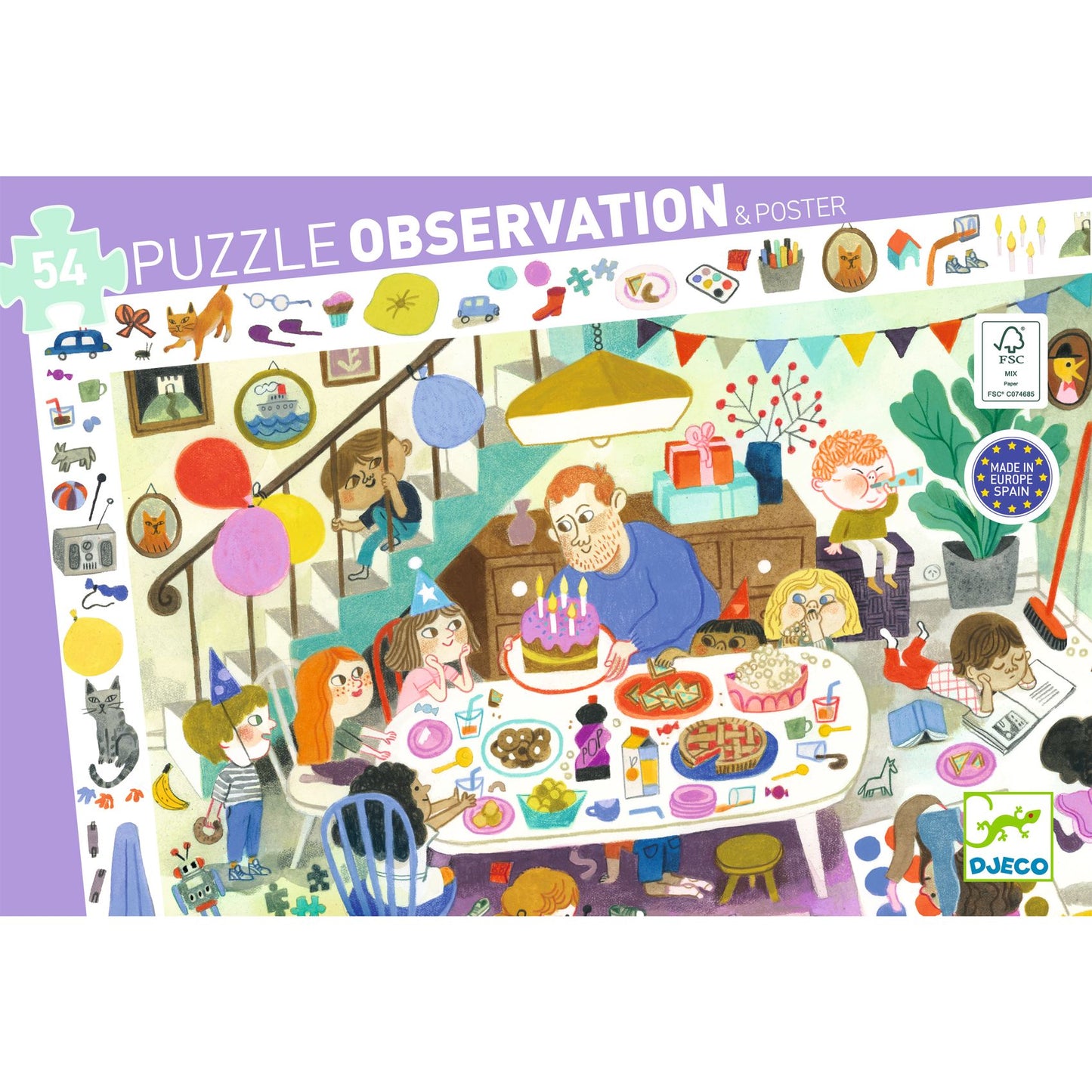 Djeco Birthday Party -54 Pcs Observation Puzzles