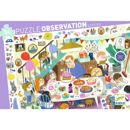Djeco Birthday Party -54 Pcs Observation Puzzles