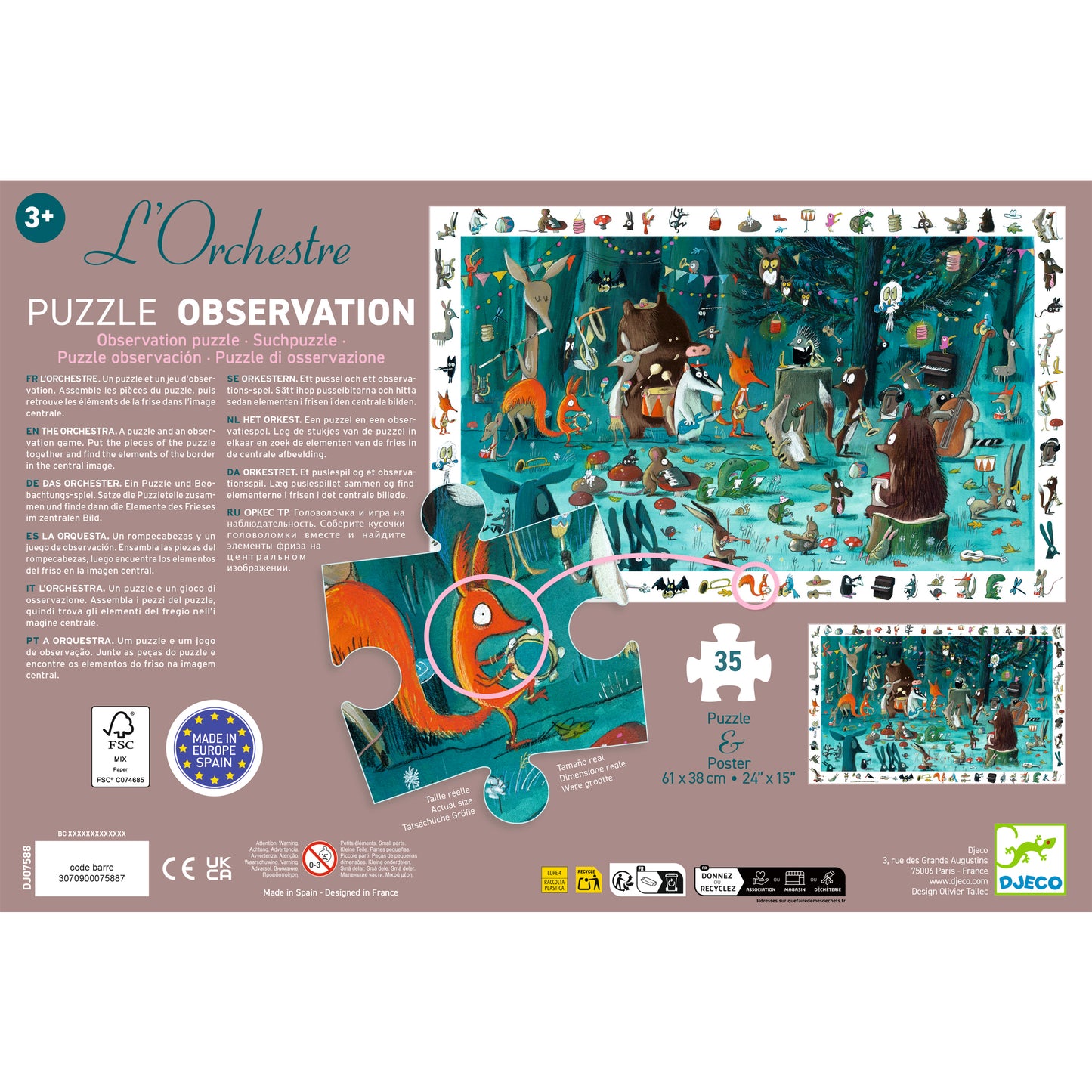 Djeco The Orchestra - 35Pcs Observation Puzzles