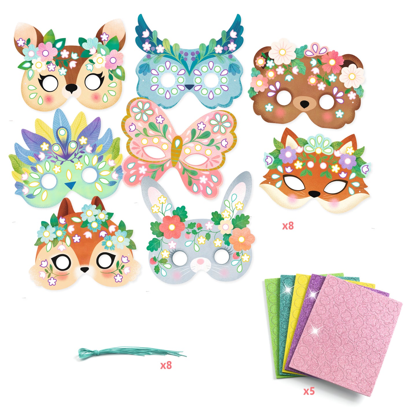 Djeco DIY Masks To Decorate Forest Animals Mosaics & Stickers