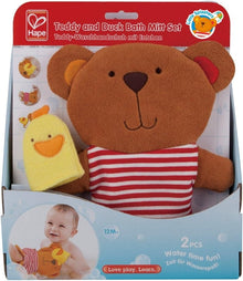 Hape Teddy and Duck Bath Mitt Play Set