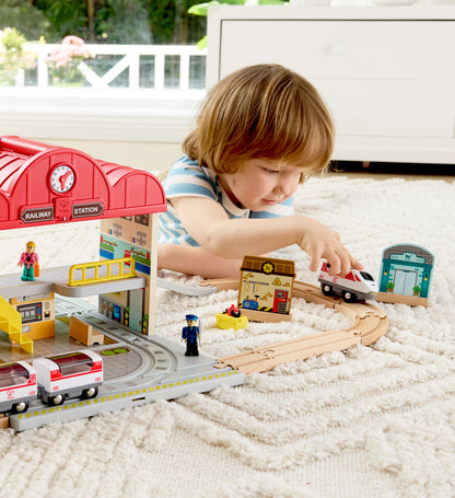 Hape Portable Train Station Set