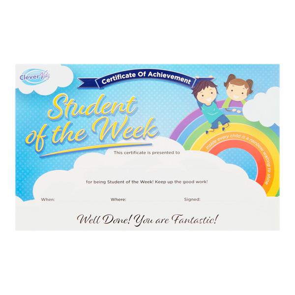 Clever Kidz Pkt25 Reward Certificates  Student Of The Week