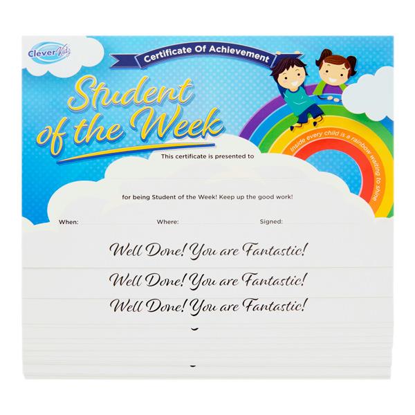 Clever Kidz Pkt25 Reward Certificates  Student Of The Week