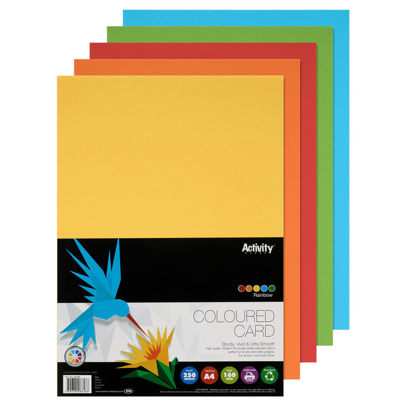 Premier Activity A4 160gsm Card 250 Sheets Rainbow