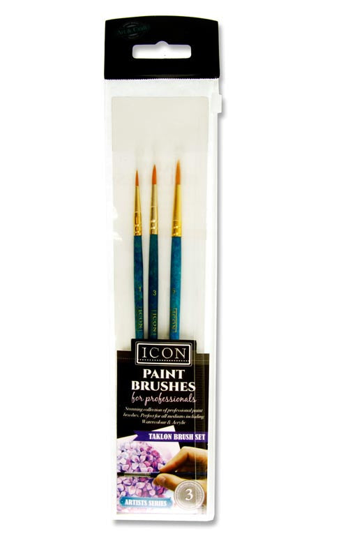 Icon 3pce Brush Set Golden Taklon Round