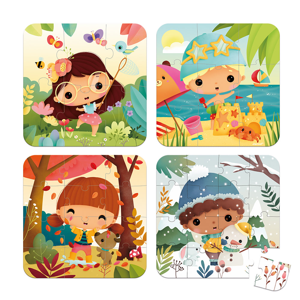 Janod 4 Puzzles The 4 Seasons (6-9-12-16 Pcs)