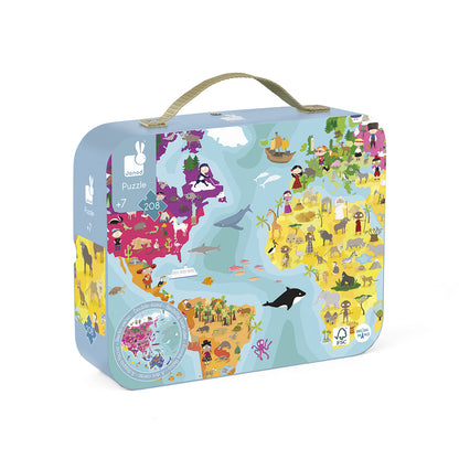Janod World Both Side Rounded Puzzle - 208 Pcs