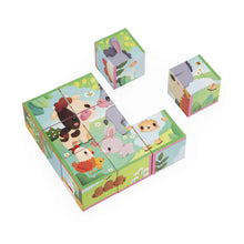 Janod Farm - 9 Farm Animal-Themed Cardboard Blocks