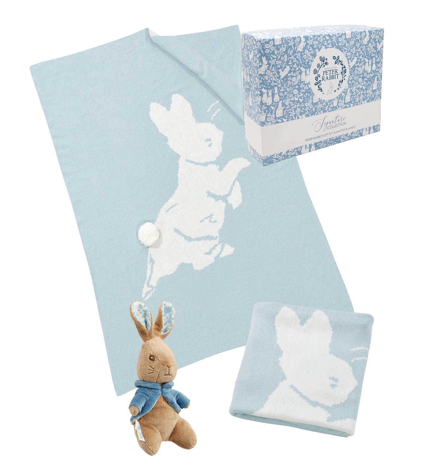 Rainbow Designs  Peter Rabbit Signature Knitted Blanket with Soft Toy