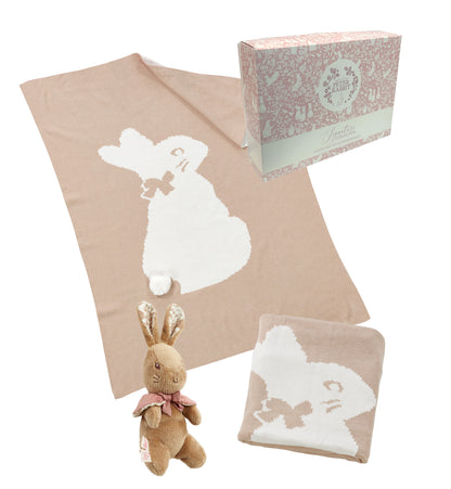 Rainbow Designs  Flopsy Bunny Signature Knitted Blanket with Soft Toy